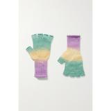 The Elder Statesman - Striped Cashmere Fingerless Gloves - Green