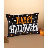 The Gerson Company Throw Pillows - Black & Orange Polka Dot 'Happy Halloween' Throw Pillow