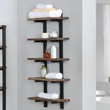 Langley Street® Ferrel Steadman 20" W x 48" H x 8" D Solid Wood Wall Mounted Bathroom Shelves Solid Wood in Black/Brown | Wayfair