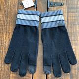 Coach Accessories | Mens Coach Varsity Stripe Knit Tech Gloves | Color: Black/Gray | Size: Ml