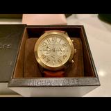 Michael Kors Accessories | Michael Kors Mercer Champagne Dial Brown Leather Ladies Watch Mk2251 | Color: Brown/Gold | Size: Os