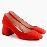 J. Crew Shoes | J. Crew Women's Block-Heel Pumps In Suede Heels Bright Cerise Red Shoes Size 8.5 | Color: Red | Size: 8.5
