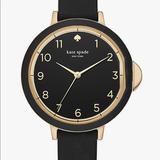 Kate Spade Jewelry | Nwt Kate Spade Park Row Stainless Steel And Silicone Quartz Watch | Color: Black/Gold | Size: Os