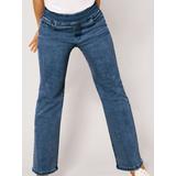 Women's Petite DenimEase Flat-Waist Wide-Leg Jeans, Medium Wash Denim 16P