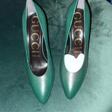 Gucci Shoes | Gucci Green Leather Classic Pumps | Color: Green | Size: 6.5