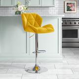 Hashtag Home Agrihan Swivel Adjustable Height Bar Stool Upholstered/Velvet/Metal in Yellow, Size 20.5 W x 25.6 D in | Wayfair