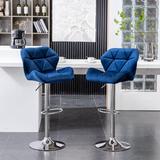 Hashtag Home Agrihan Swivel Adjustable Height Bar Stool Upholstered/Velvet/Metal in Blue, Size 20.5 W x 25.6 D in | Wayfair