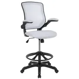 Flash Furniture Mid-Back Mesh Ergonomic Drafting Desk Chair, White