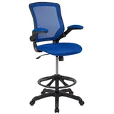 Flash Furniture Mid-Back Mesh Ergonomic Drafting Desk Chair, Blue