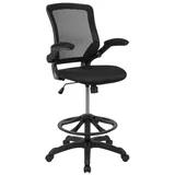 Flash Furniture Mid-Back Mesh Ergonomic Drafting Desk Chair, Black