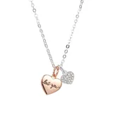 "Brilliance ""Love You"" Crystal Two-Tone Heart Charm Necklace, Women's, Size: 18"", White"