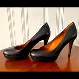 Gucci Shoes | Gucci Black Leather Stiletto Heels Nappa Charlotte Nero Size 37 | Color: Black | Size: 7
