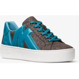 Poppy Logo And Faux Patent Leather Sneaker - Blue - Michael Kors Sneakers