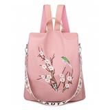 Ella & Elly Women's Crossbodies Pink - Pink Embroidered Bird & Flower Backpack