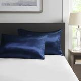 Madison Park Essentials 100% Polyester Solid Satin Pillow Case in Navy - Olliix MPE21-922