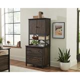 17 Stories Steel River ® Collection Industrial Hutch For Cabinet In Carbon Oak, Size 38.0 H x 30.0 W x 14.0 D in | Wayfair