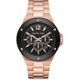 Lennox Chronograph Rose Goldtone Stainless Steel Watch - Metallic - Michael Kors Watches