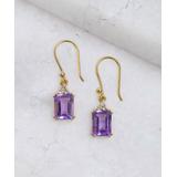 YS Gems Women's Earrings Purple - Amethyst & White Topaz Emerald-Cut Drop Earrings