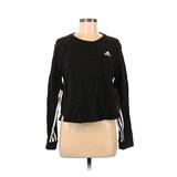 Adidas Sweatshirt: Black Solid Clothing - Size Medium