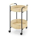 Takason 2-Tier Rattan Basket Shelves Work Utility Cart, Size 27.0 H x 19.0 W x 19.0 D in | Wayfair np-W48735497
