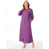 Women's Snap-Front Long Fleece Robe, Orchid Flower Purple M Misses