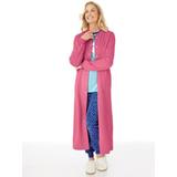 Women's Petite Snap-Front Long Fleece Robe, Raspberry Rose P-M