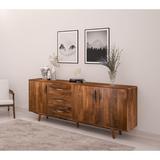 Loon Peak® Croftshire 83" Wide 3 Drawer Mango Solid Wood Sideboard in Brown, Size 34.0 H x 83.0 W x 17.0 D in | Wayfair