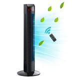 STARSKY Tower Fan, Whole Room Wind Curve Oscillating Tower Fan w/ Remote Control, 3 Modes, 12H Timer, LED Display w/ Auto Screen Off in Black