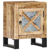 Gracie Oaks Bedside Cabinet 15.7" x 11.8" x 19.7" Solid Mango Wood Wood/Metal in Brown, Size 19.7 H x 11.8 W x 15.7 D in | Wayfair