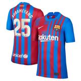 Youth Nike Pierre-Emerick Aubameyang Blue/Red Barcelona 2021/22 Home Breathe Stadium Replica Player Jersey