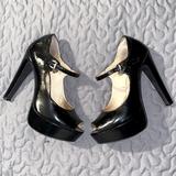 Michael Kors Shoes | Michael Kors Black Patent Leather Peep Toe Mary Jane Platform Pumps. | Color: Black | Size: 6.5