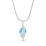 Bijoux Du Soleil Sterling Silver Rhodium Larimar Seashell 22" Round Snake Adjustable Necklace