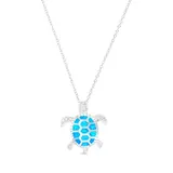 Bijoux Du Soleil Sterling Silver Rhodium Created Opal Turtle 18" Dc Cable Chain Necklace