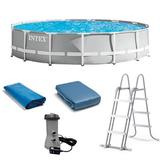 Intex 15’ x 42” Prism Frame Above Ground Swimming Pool Set & Pool Filter Pump Plastic in Blue/Gray, Size 42.0 H x 180.0 W in | Wayfair