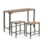 INK + IVY Caden Console Table & Counter Stool 3-piece Set, Brown