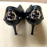Gucci Shoes | Gucci-Authentic Vintagecalfskin Perforated Gg Reins | Color: Black/Silver | Size: 8