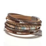 Don't AsK Women's Bracelets Brown - Brass & Faux Leather Multi-Strap Bracelet