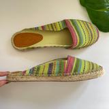 Nine West Shoes | Nine West Tropical Espadrille Mules, Nine West Striped Espadrilles, Tropical | Color: Green/Pink | Size: 8