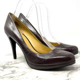 Nine West Shoes | Nine West Regolar Brown Leather Platform Pumps 10 Classic Chic Office Dress | Color: Brown | Size: 10