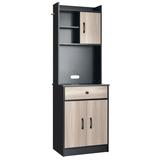 Costway 3-Door 71 Inch Kitchen Buffet Pantry Storage Cabinet with Hutch and Adjustable Shelf-Black