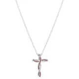 "Brilliance Rose Pink Preciosa Crystal Twisted Cross Necklace, Women's, Size: 18"", Multicolor"