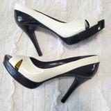 Nine West Shoes | Nine West Berista Black & White Color Block Peep Toe Platform Heels 7.5 Euc | Color: Black/White | Size: 7.5