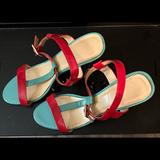 Kate Spade Shoes | Kate Spade (Size 10) Aqua & Red High Heel Sandal | Color: Blue/Red | Size: 10