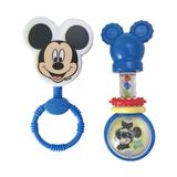 Disney Baby Pacifiers BLU- - Disney Blue Mickey Mouse Rattle - Set of Two