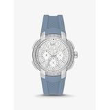 Michael Kors Oversized Sydney Pavé Silver-Tone and Silicone Watch Blue One Size