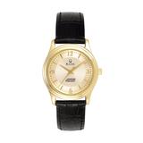 Women's Bulova Gold/Black James Madison Dukes Stainless Steel Watch with Leather Band