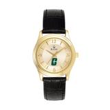 Women's Bulova Gold/Black Charlotte 49ers Stainless Steel Watch with Leather Band
