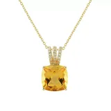Belk & Co 1/10 Ct. T.w. Diamond And Citrine Necklace In 10K Yellow Gold With 18" Rope Chain, 18 In