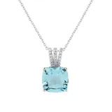 Belk & Co 1/10 Ct. T.w. Diamond And Sky Blue Topaz Necklace In 10K White Gold With 18" Rope Chain, 18 In