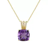 Belk & Co 1/10 Ct. T.w. Diamond And Amethyst Necklace In 10K Yellow Gold With 18" Rope Chain, 18 In